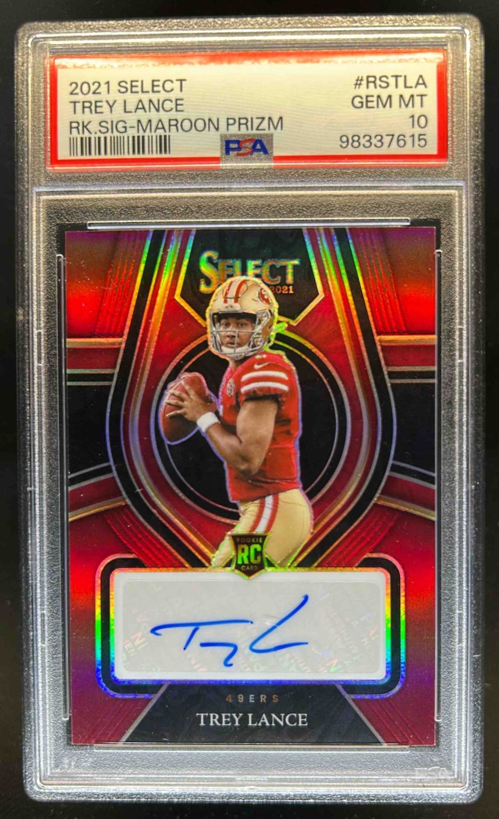 Trey Lance Panini Select Rookie Signatures #RSTLA Maroon Prizm