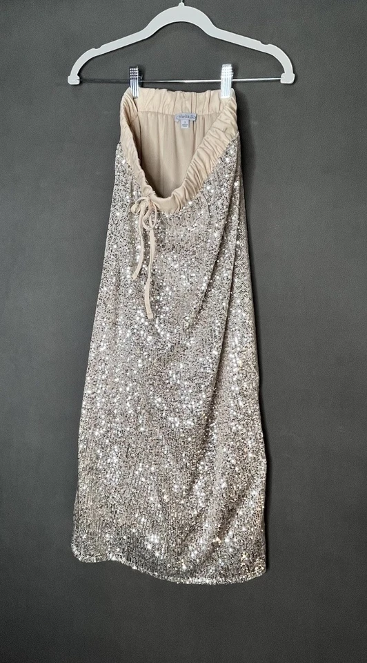 Maxi falda de lentejuelas doradas talla pequeña Foto 2 de 4