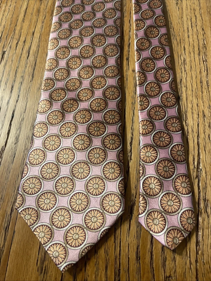 二手状况完好 Ike Behar 厚丝绸缎面 Foulard 领带花卉美国手工定制领带 — 第 4/4 张图片