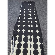 NORMA KAMALI KULTURE Maxi Dress Womens XS Black Cream Geometric Slit Jersey