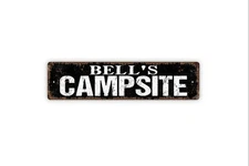 Custom Campsite Metal Sign, Vinyl Sticker, Street Sign
