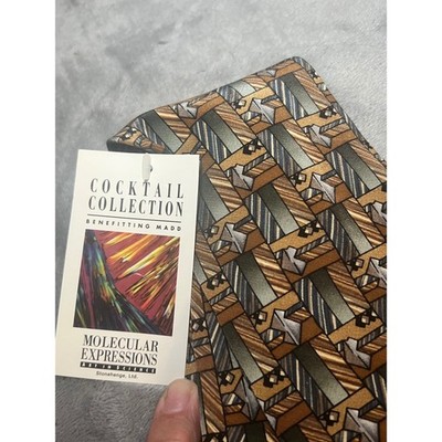 Stonehenge Molecular MADD Expressions Silk Tie Rum Cola Novelty Geometric Wide