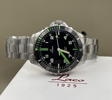 Laco Men s Amazonas German Made Black/Green Dial Silver Automatic 42mm Watch