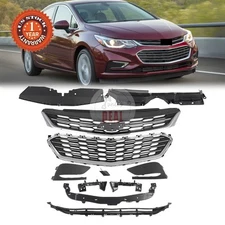For Cruze 2016-2018 Front Bumper Radiator Cover Chrome Grille Mesh Kit 11PC