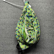 Kavu Crossbody Green Canvas Cotton Toucan Pattern Sling Rope Backpack Bag