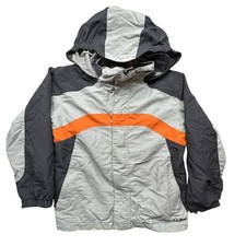 LL Bean DAT4 Ski Snow Hooded Jacket Boy Youth Medium 10-12 Orange Gray Insulated