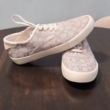 Coach CitySole Skate Sneakers Womens 9B Beige Signature Logo Print Designer Shoe
