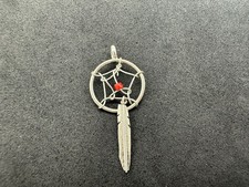Colgante de cuentas rojas pluma atrapasueños de plata de ley 925 vintage de 0,85 g M