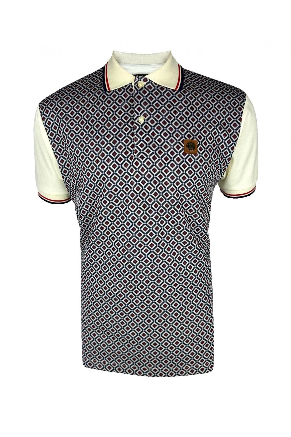 Trojan Men's Diamond Panel Polo Shirt - Ecru