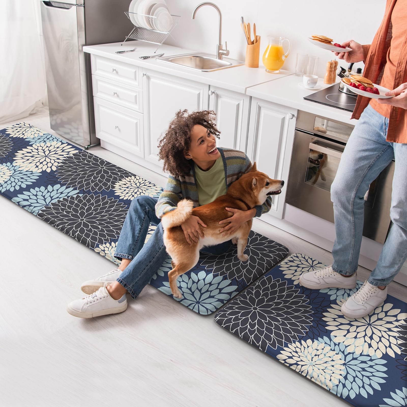 Anti Fatigue Kitchen Mats,Non Slip Farmhouse Kitchen Rugs Sets 2 Piece,Waterp...