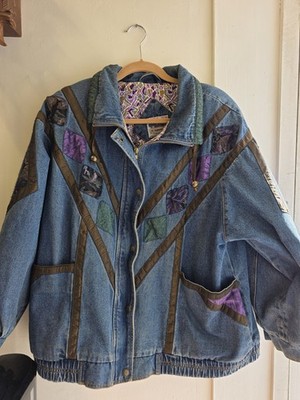 Current Seen it's Patchwork Coat 18 W, Shoulder Pads, Denim Jacket