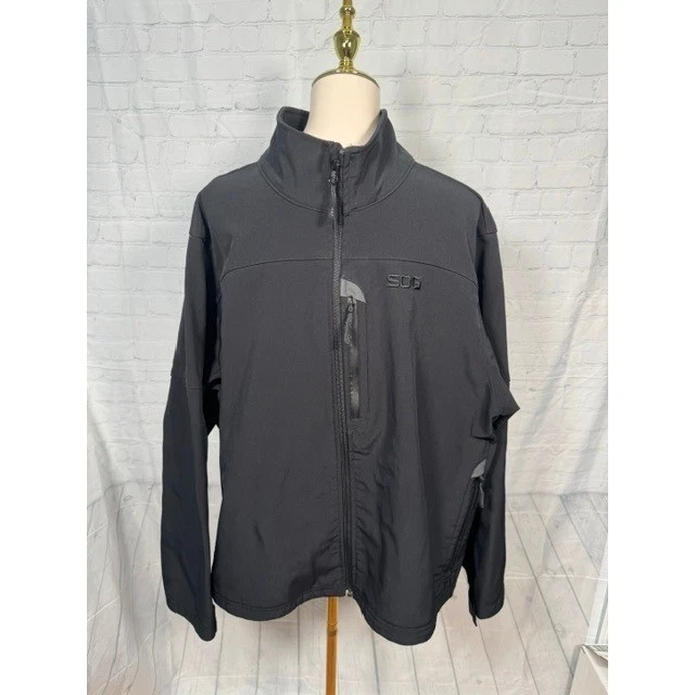SOG Tactical Softshell Jacket Men's 2XL Black Full Zip Utility Coat EUC - product detail image 1