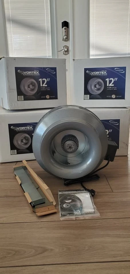 Vortex VTX1200 12" Inline Duct Blower Fan 1124 CFM Ventilation Unit – Open Box - Image 2 of 4