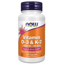 Vitamin D-3 And K-2 120 Caps 45 Mcg by Now Foods