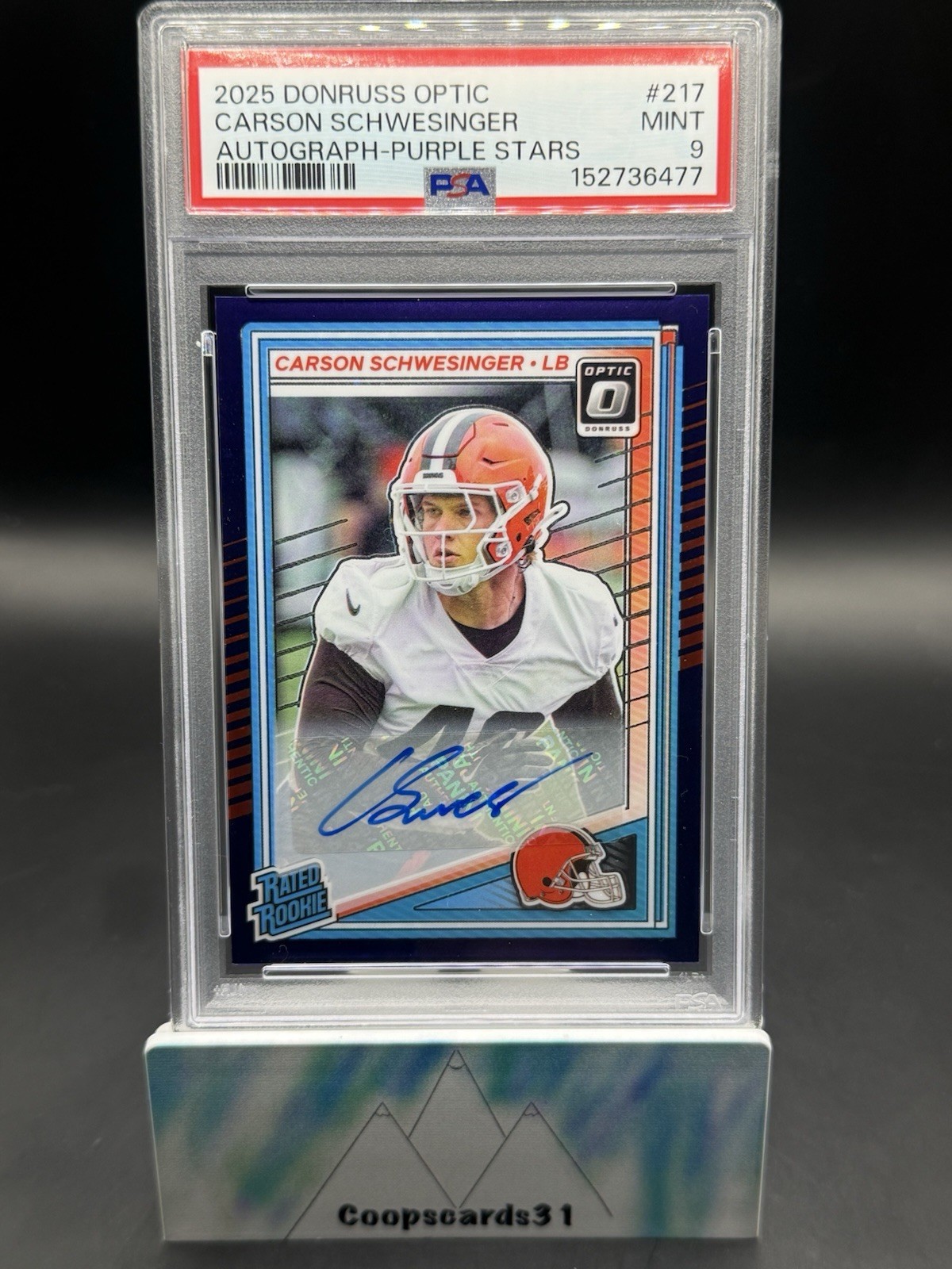 Carson Schwesinger Panini Donruss Optic #217 Autograph-Purple Stars