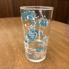 Mid Century Hazel Atlas Continental Can Company Turquoise Kitchen Glass
