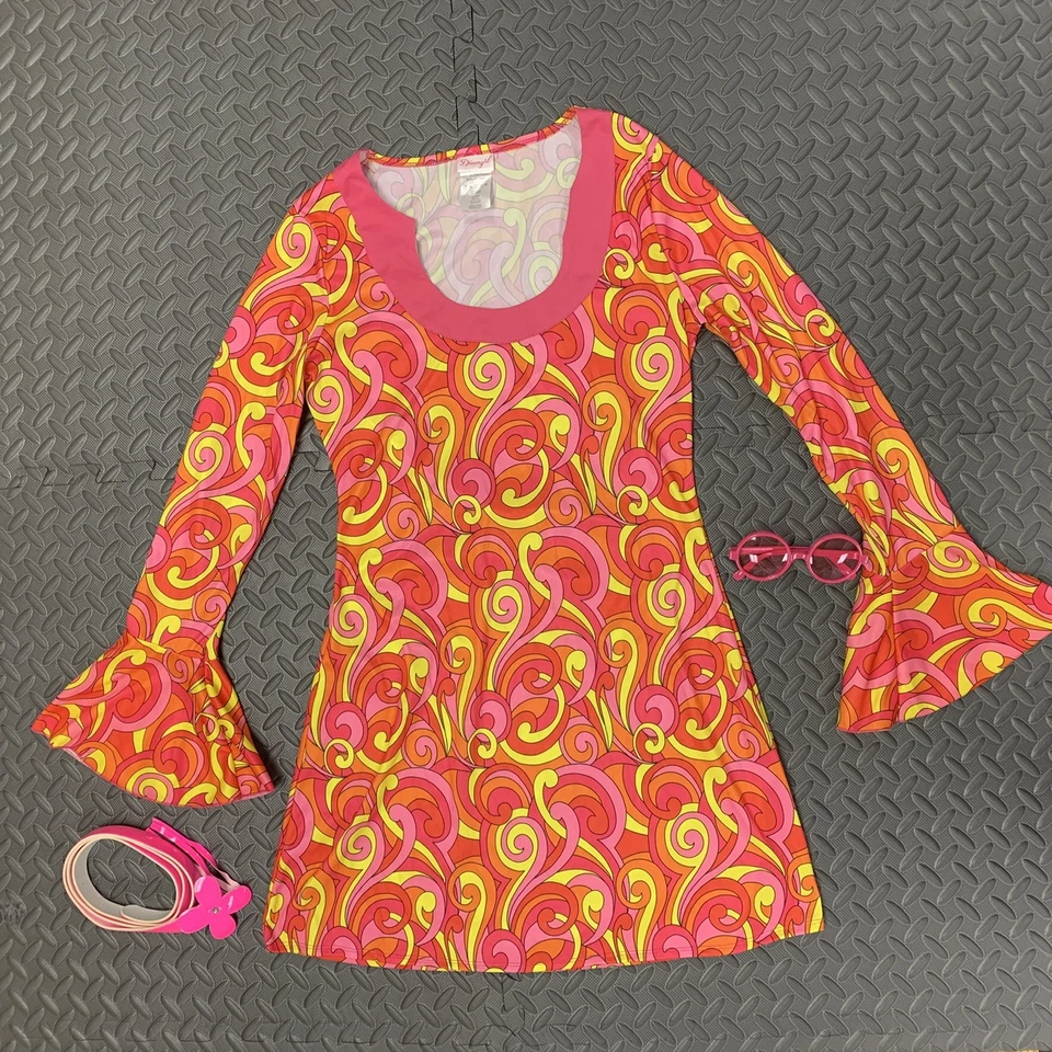 Dreamgirl Costume Go Go Sz L Groovy Dress 70s Hippie Sexy Retro Hot Pink Hippy - Image 3 of 4