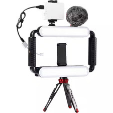 Gimbal Stabilizer Smartphone Video Light Kit 5600K LED with Microphone Tripod fo