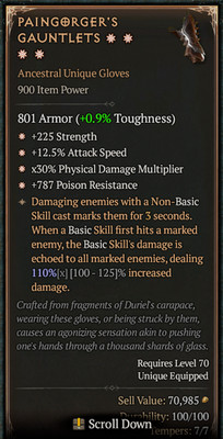Diablo 4 S14 Season 14 - 4GA Paingorger's Gauntlets - 4GA Paingorgers Gauntlets