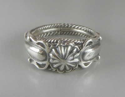 Running Bear Native American Ring Band Sterling Silver Bump Out Large Size 13.25