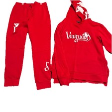 Men's Sweatsuit Tracksuit 2Piece Set Pullover Hoodie and Jogger Pants Large Red