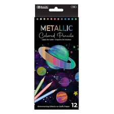 BAZIC 12 Metallic Colored Pencils, pack of 12