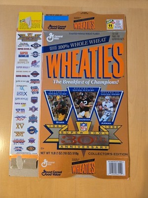 30th Anniversary NFL Super Bowl Wheaties Cereal Box