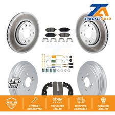 Coated Brake Rotors Semi-Metallic Pad Drum Front Rear Kit (7Pc) For Nissan Kicks