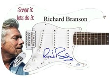 Richard Branson Signed Autographed 1/1 Custom Graphics Photo Guitar