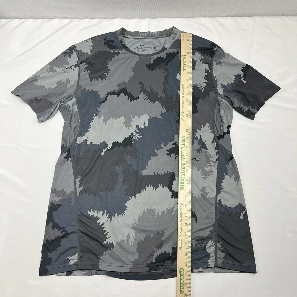 Nike Pro Combat Hyper Cool Shirt Mens XL Gray Camo Fitted Performance Swoosh - Image 4 of 4