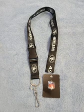 Pro Specialties Group NFL San Francisco 49ers All Black Lanyard, Detachable NEW 