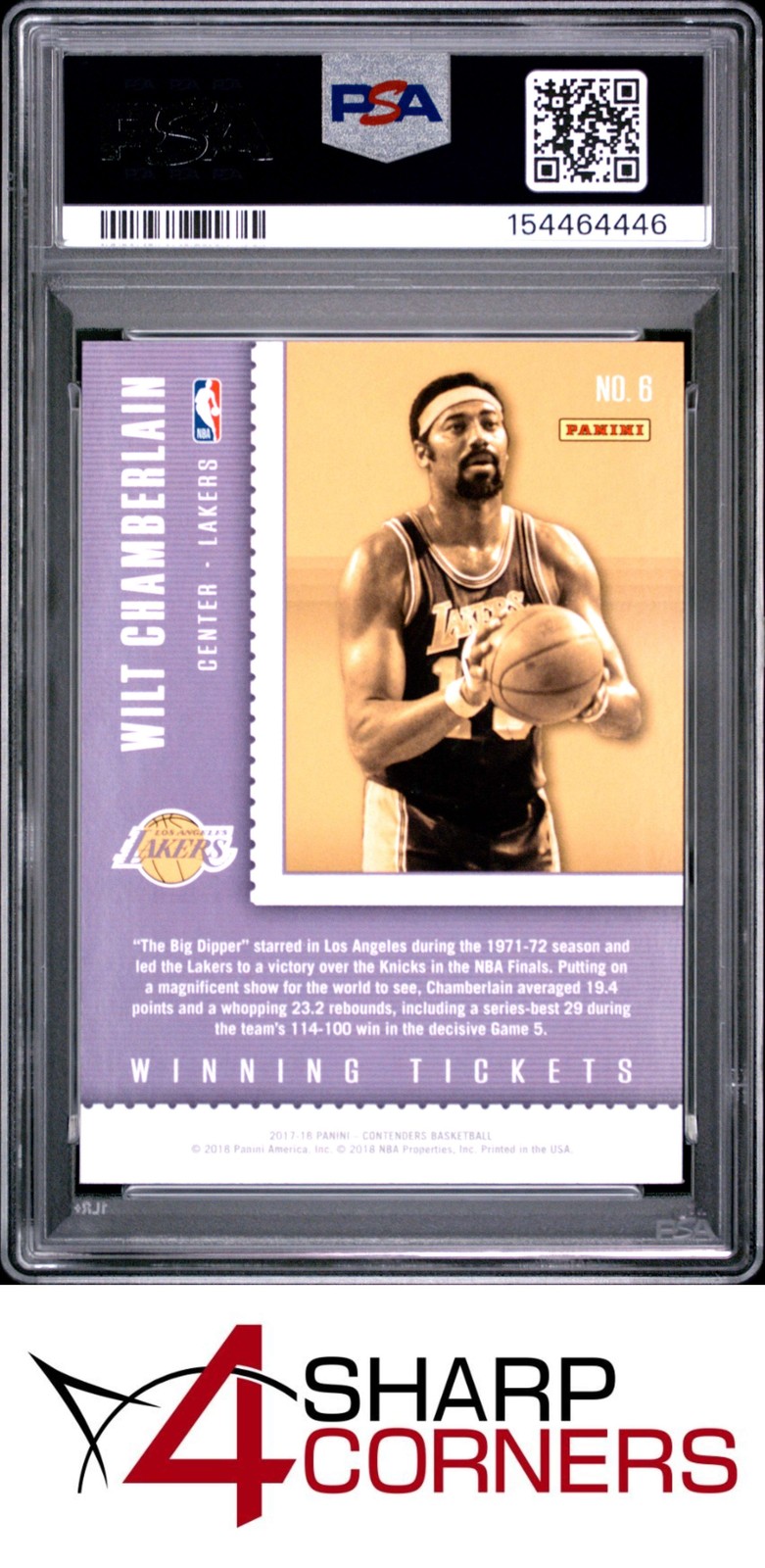 2017 PANINI CONTENDERS WINNING TICKETS #6 WILT CHAMBERLAIN HOF POP 2 PSA 10 view 2