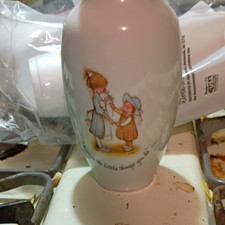 Holly Hobbie White Ceramic Bud Vase, Glossy Illustrated Girl Bottle