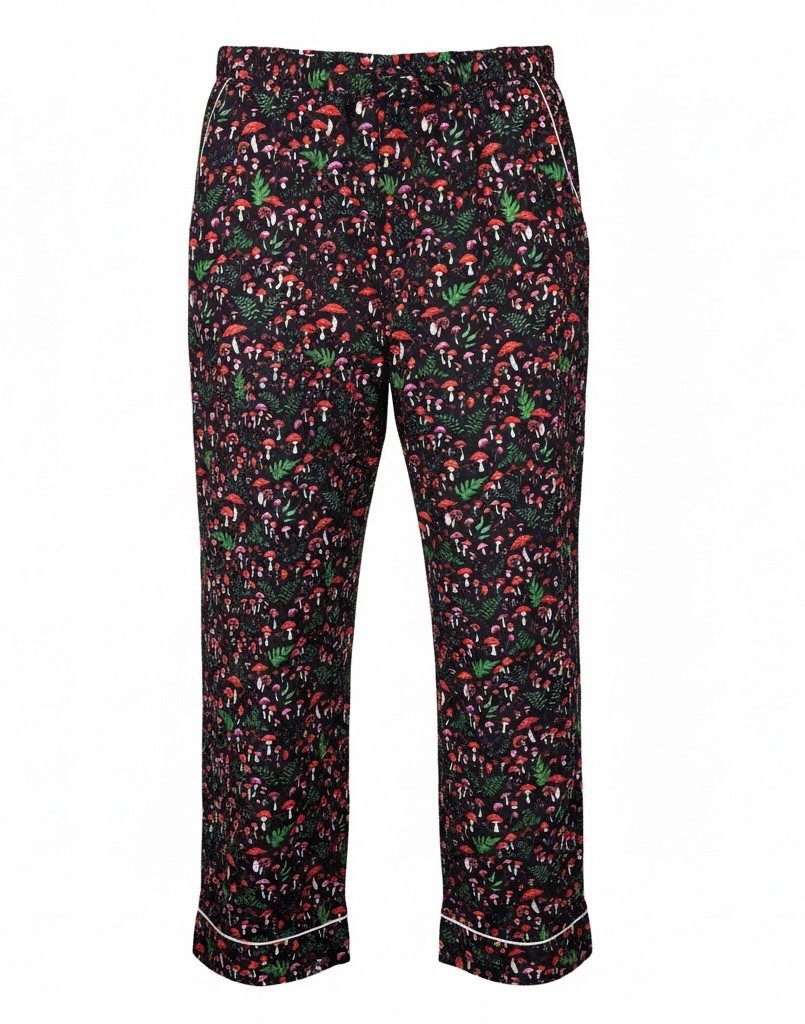 Printfresh Toadstool Pajama Pants Small S Black R… - image 1