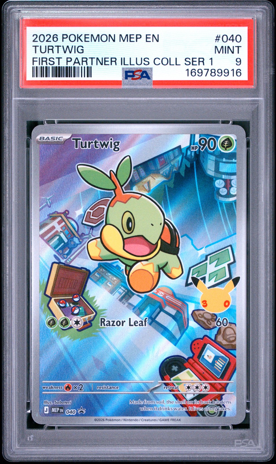 2026 POKEMON MEP FIRST PARTNER ILLUSTRATION COLLECTION #040 TURTWIG PSA 9