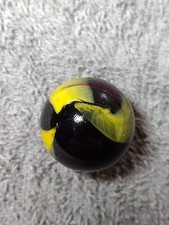 Vintage CAC Christensen Agate Swirl Shooter Marble Yellow Black 1