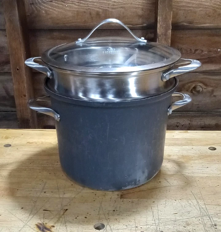 Calphalon 8QT Hard Anodized 3PC pasta pot w/steamer basket 8608