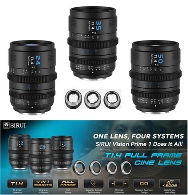 SIRUI VP-1 Vision Prime 1 T1.4 Full Frame Cine Lens  E-Mount,  RF/Z/L Mounts