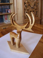 DEER MALE__CARVED WOOD SCULPTURE by STELICA COVACI !!!!