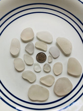 Lot of 18 CREAMY PINK WHITES Surf Tumbled Genuine Sea Beach Glass UNUSUAL SM-LG