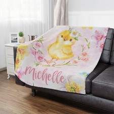 Personalized Baby Fleece Minky Blanket With Name,Custom Chick Newborn Blanket