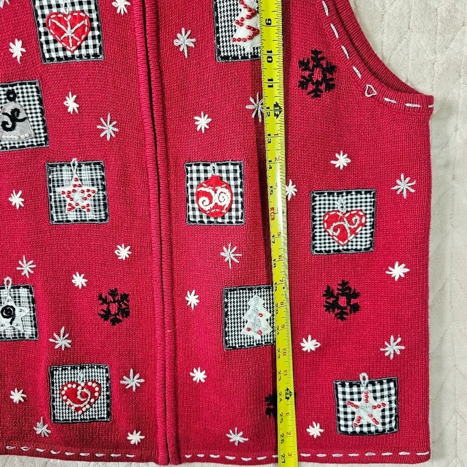 De Colección Erika Navidad Suéter Chaleco Mujer 1X Retazos Vacaciones Casa Kitsch Años 90 Foto 3 de 4