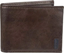 Levi's Mens RFID Traveler Extended Bifold Wallet Brown RFID Protection ID Window