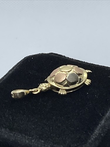 CUTE Solid 14K Tricolor Gold TURTLE Charm Pendant (33mm x 13mm) 3.4gr. - Picture 11 of 18