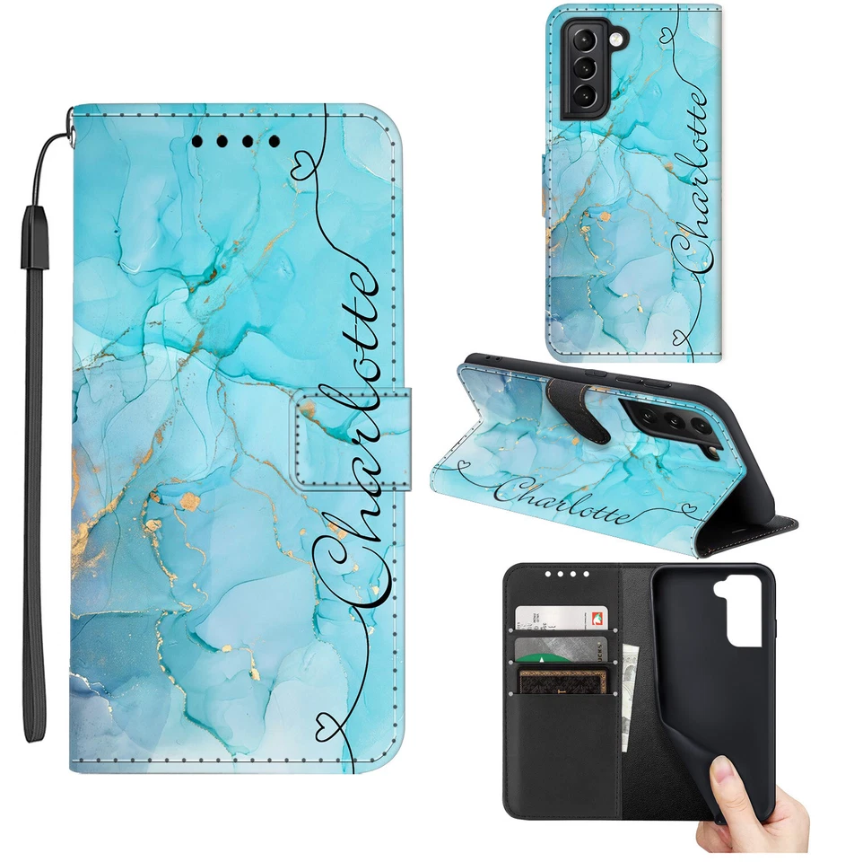 Flip Leather Case For Samsung Galaxy S23 S22 S24 Personalized Phone Wallet Cover - Image 4 of 4