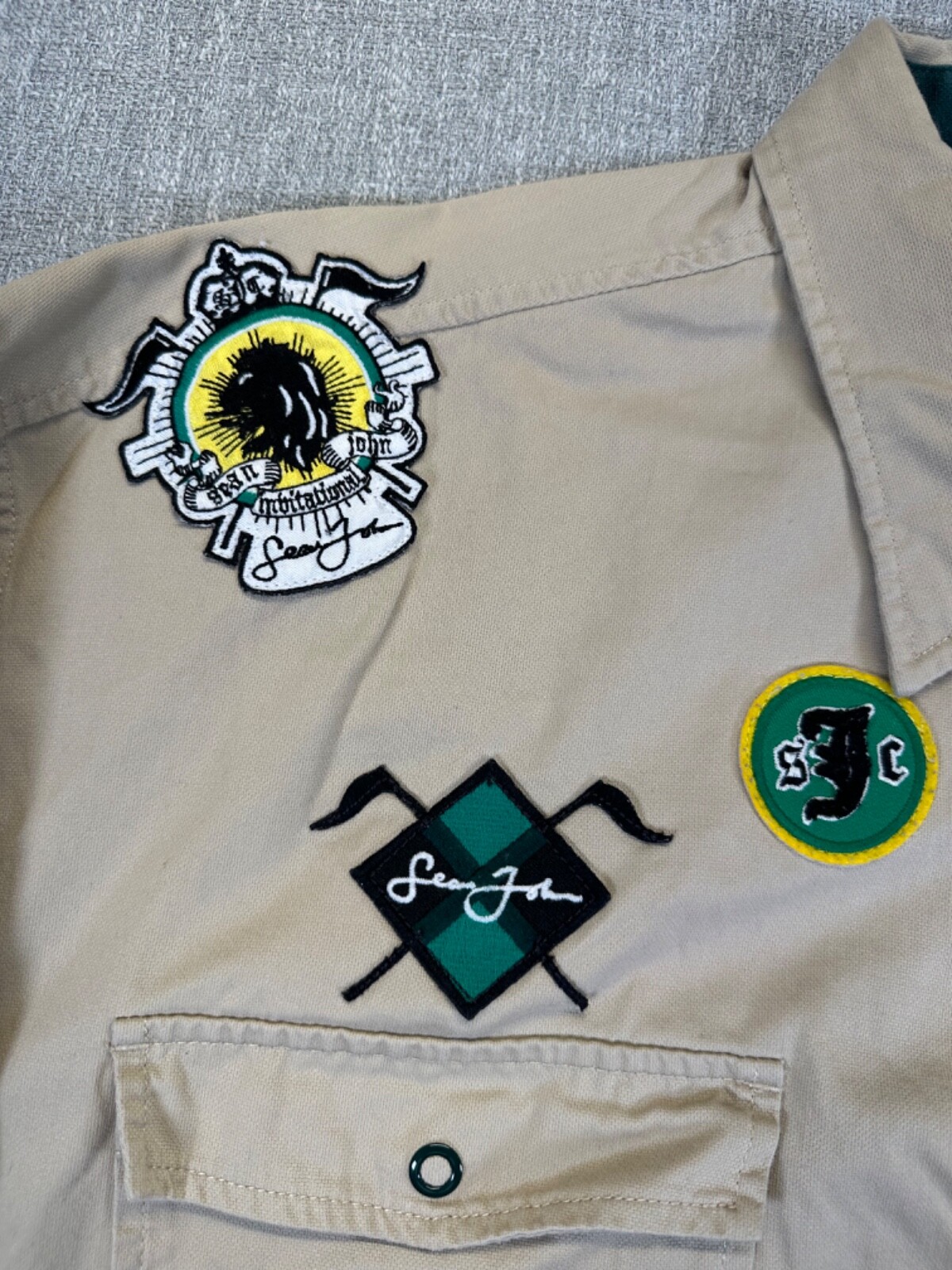 Vintage Sean John King Of Kings Canvas Shirt Button Down Mens 3XLT
