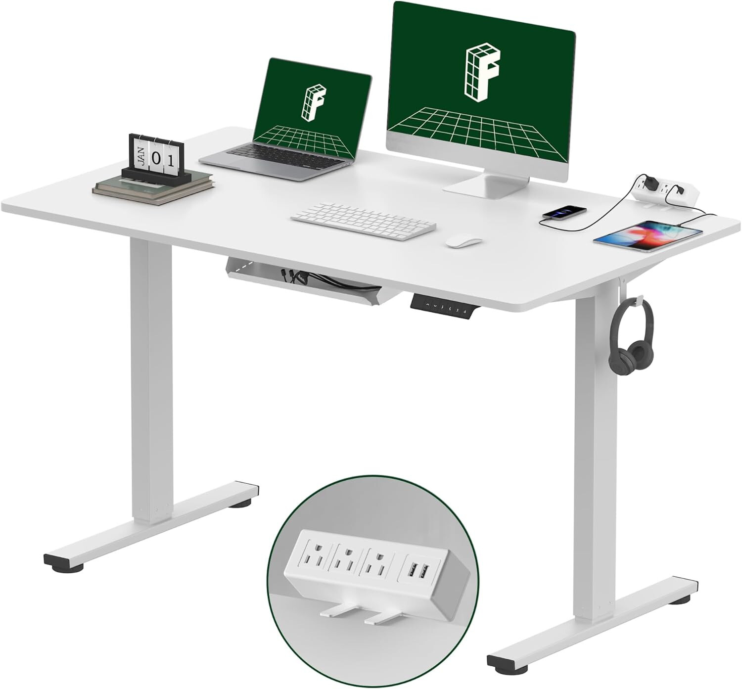 FLEXISPOT EN2 Whole-Piece Standing Desk with Clamp Power Strip, 48X24 Electric S-image