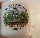 Vintage New Salem illinois Lincoln Statue Federal Milk Glass Coffee Mug USED