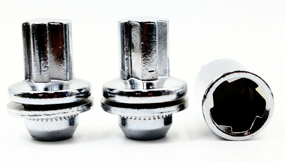 Juego de 4 cerraduras de rueda estilo lavadora OE cromadas 14x1,5 Lexus LX470 LX570 LX Foto 2 de 2