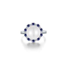 NUEVO ANILLO HALO PERLAS CULTIVADAS DE AGUA DULCE ENCHAPADO EN PLATINO Lafonn SYR025SP06